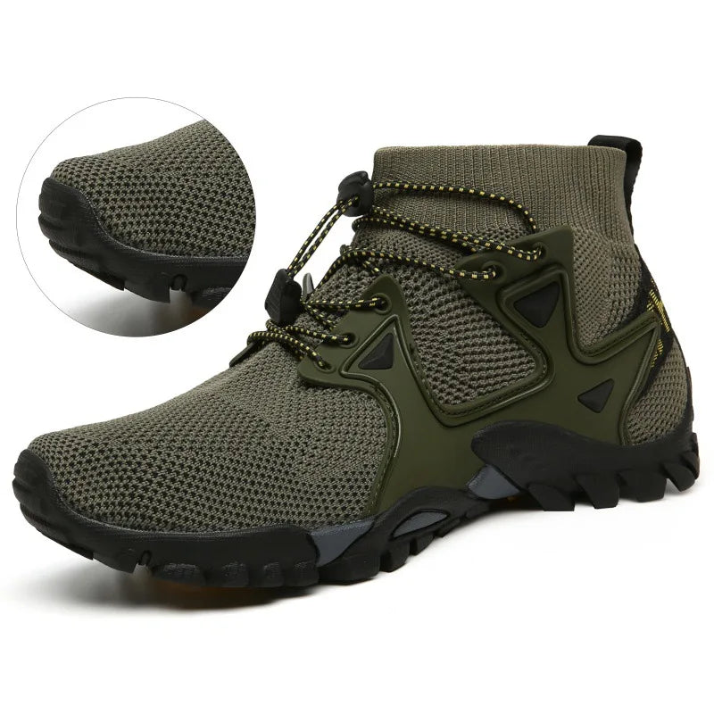 Shoes for Men Walking 2023 Summer New High Top Boots Breathable Mesh Mountaineering Outdoor Comfortable Leisure Travel Sneakers