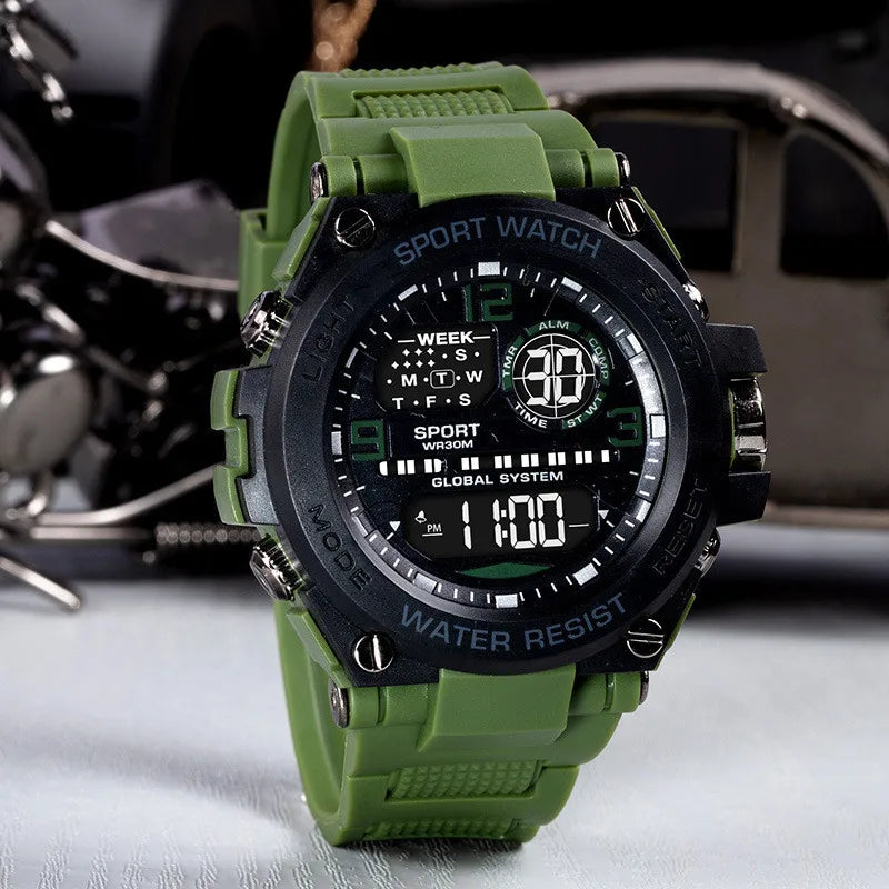 Men Waterproof  Sports Watch Multifunction  digital and analog Anti Drop and Shock-absorbing Wristwatches
